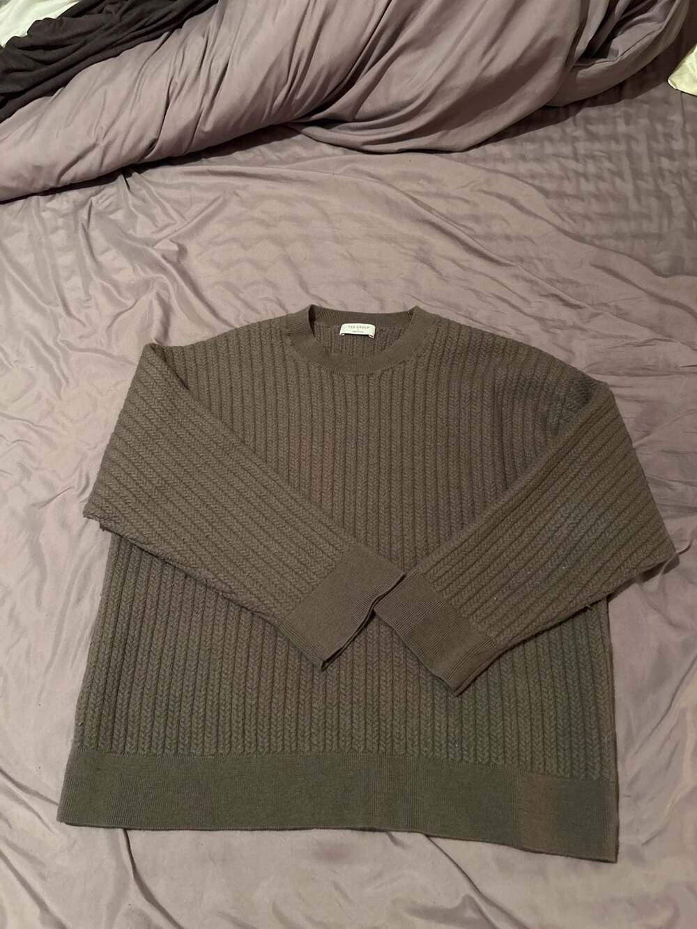 The Group by Babaton Brown Ribbed Crewneck Sweater Size L